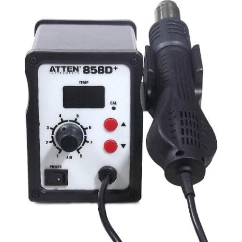 ATTEN AT858D+ Hot Air SMD Rework Station Soldering Station AC220V/50Hz 700W 100~450c LED, Hot Blower Heat Gun 3 nozzles