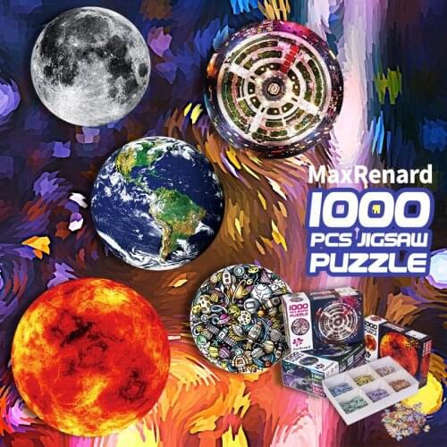 MaxRenard Jigsaw Puzzles 1000 Pieces for Adults 70*70cm Round Shape Paper Assembling Creative Difficult Puzzles for Gifts
