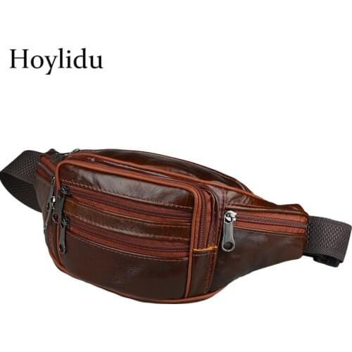 Genuine Leather Casual Mens Waist Fanny Packs Designer Hip Belt Bag For Mobile Phone Travel Women Chest Shoulder Bag Cross Body