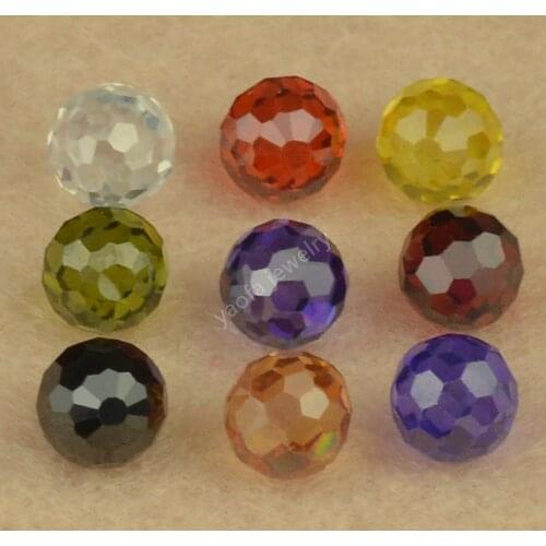 Sale 4~12mm Multicolor No Hole Football Shape Cut CZ Stone Round Beads Loose Synthetic Cubic Zirconia Spherical Beads Gems
