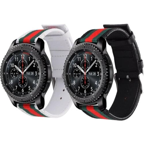 22mm Genuine Leather Strap Nylon Band for Samsung Gear S3 Frontier S3 Classic for Watch3 45mm /Watch 46mm Replacement Watchband