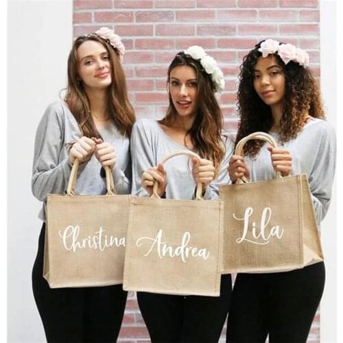 Retro Jute Portable Shopping Bag Literary Simple Waterproof Portable Cotton Linen Bag Wedding Party Gift Packaging Bag