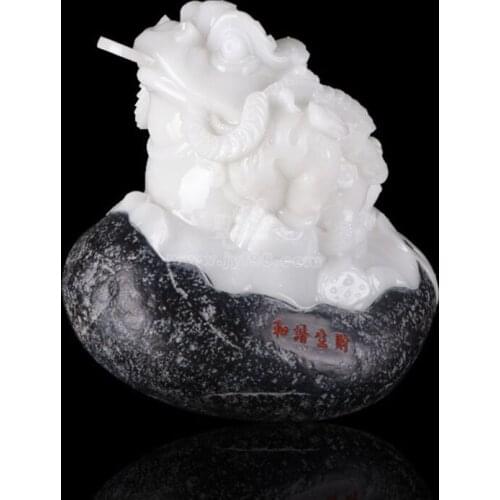 Lucky harmony making money resin crafts Home Decoration open light white three-legged toad ornaments Lucky Feng Shui