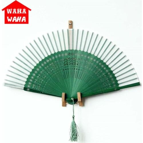 Silk Fans Chinese-style Folding Fan Silk Engraving Flower Printing Hand Fan Folding Hollow Carved Hand Fans Carfts Gifts