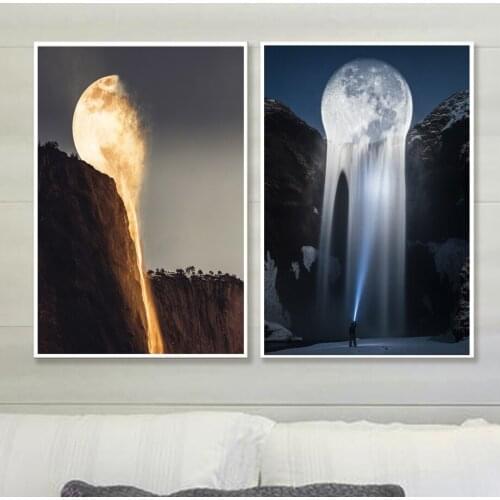 Surrealism Moon Nordic Posters And Prints Creativity Wall Art Canvas Painting Wall Pictures For Living Room Decor