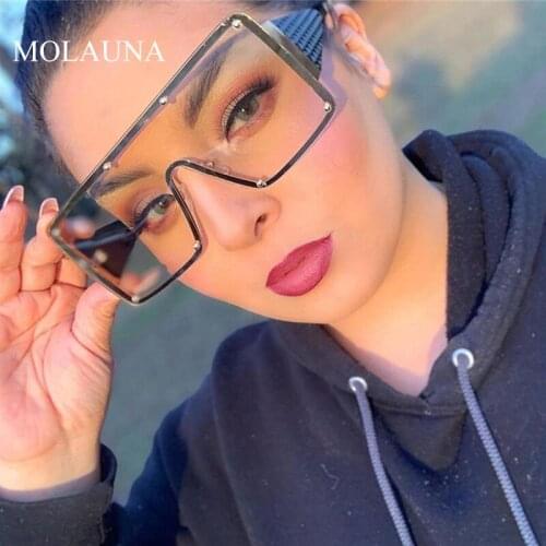 2021 New Fashion Rimless Sunglasses Women Vintage Square Oversized Sun Glasses Metal Frame Shades Retro Female Glasses Oculos