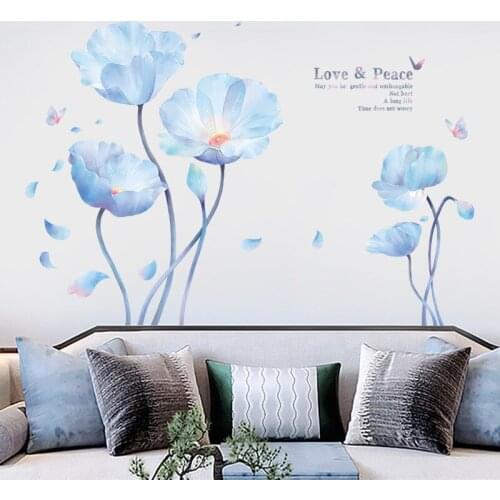 Modern Flower Wall Stickers Bedroom Decor Warm Aesthetic Mural Home Living Room Sofa TV Backdrop Wall Decals Room Decoration Art
