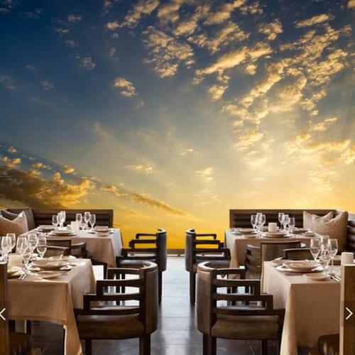 Modern photo wallpaper, sunrise, blue sky and white clouds, natural landscape murals for living room sofa background wallpaper