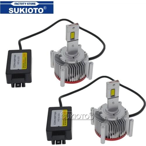 SUKIOTO Canbus D1S LED Headlight No Error D3S D4S D2S D2R D4R D5S D8S 70W 17200LM 6000K White Plug Play to Original HID Ballast