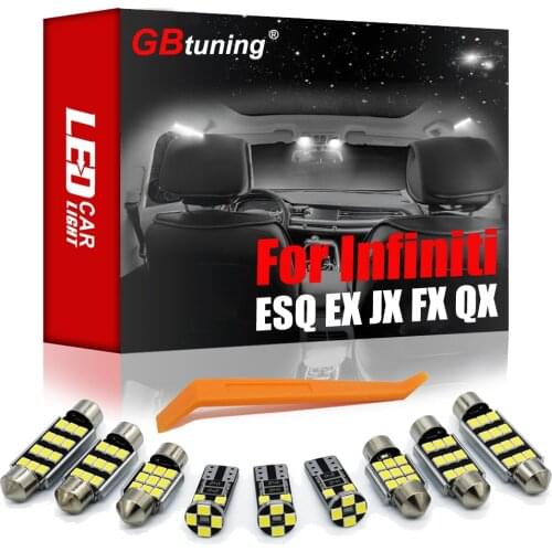 GBtuning Canbus LED For Infiniti QX30 QX50 QX60 QX4 QX70 QX56 QX80 ESQ EX35 JX35 FX35 FX45 FX37 Vehicle Lamp Interior Light Kit