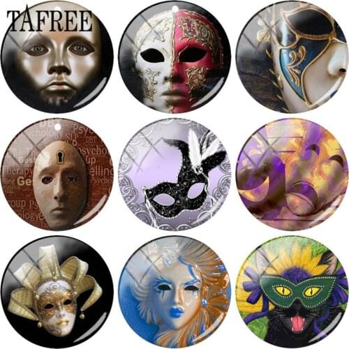 TAFREE Vintage Retro Mask 25mm DIY Glass Cabochon Dome Pictures Fit Cameo Base Setting Supplies for Jewelry Accessories