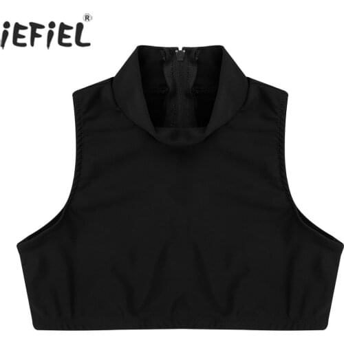 Crop Tops Kids Summer Sleeveless Stretchy Back Zipper Tanks Tops Dancing Stage Performance Workout Undershirt for Teenager