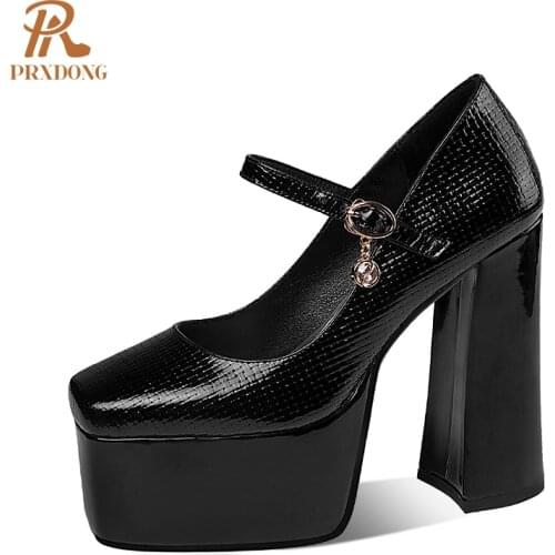 Lady Shoes New Style Good Qualtiy Solid color Square Toe Genuine Leather Pumps High Heel Spring Autumn Comfortable Concise Shoes