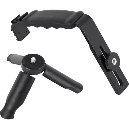 Universal Microphone Stand L Bracket Camera Grip With 2 Hot Shoe Mounts For Zhiyun Smooth Q/3/Dji Osmo/Rode Videomicro