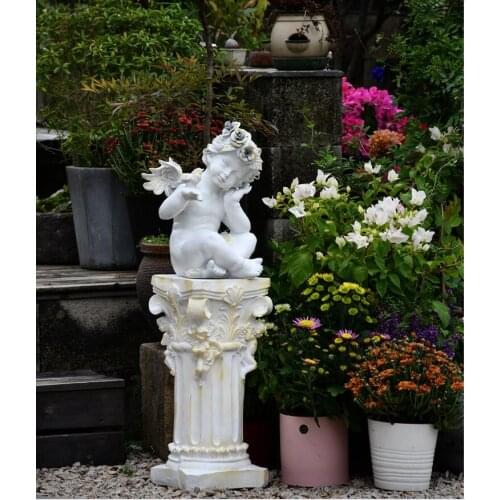 European Resin Angel Cement Roman Column Ornaments Outdoor Garden Furnishing Decoration Courtyard Villa Balcony Figurines Crafts