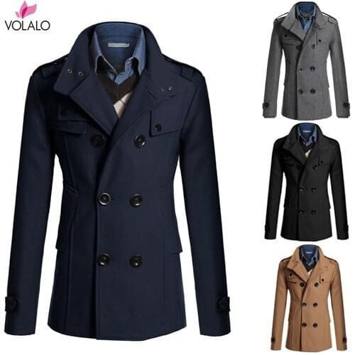 VOLALO Men's Double Breasted Coats