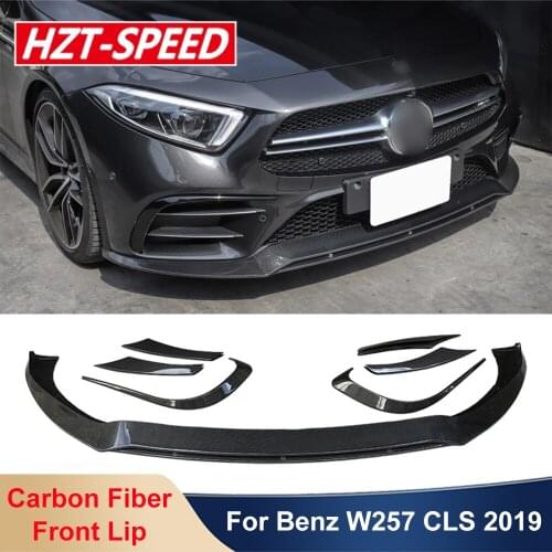 W257 Front Bumper Rear Carbon Fiber Chin Shovel Lip Car Body Kit With Grille For Benz W257 CLS Class CLS53 AMG 2019 Midification