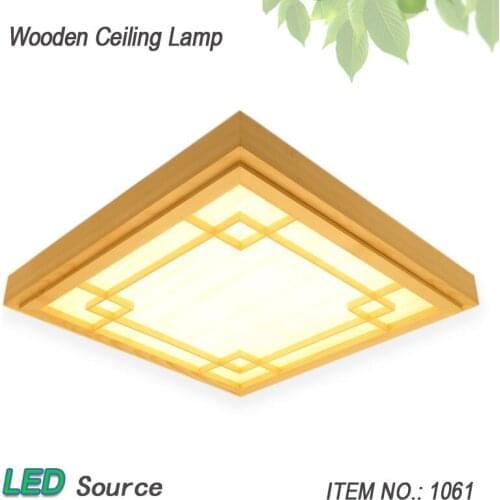 Japanese Style Tatami Wood Ceiling and Pinus Sylvestris Ultrathin LED Lamp Natural Color Square Grid Paper Ceiling Lamp Fixture