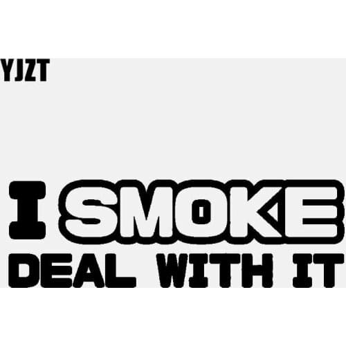 YJZT 13.2CM*4.3CM I SMOKE DEAL WITH IT Diesel Truck Funny Car Sticker Vinyl Decal Black/Silver C3-0899