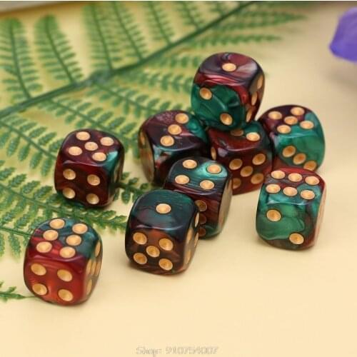 10 Pcs 16mm Resin Dice D6 Red Green Gold Points Round Edges KTV Bar Nightclub Entertainment Tools Adult Toys N13 20 Dropship