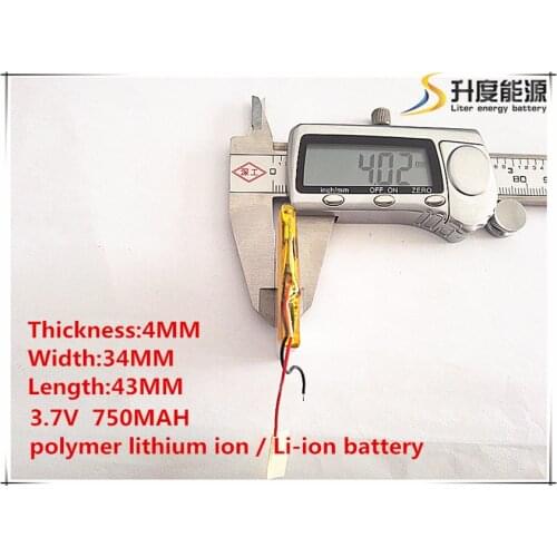10pcs [SD] 3.7V,750mAH,[403443] Polymer lithium ion / Li-ion battery for TOY,POWER BANK,GPS,mp3,mp4,cell phone,speaker