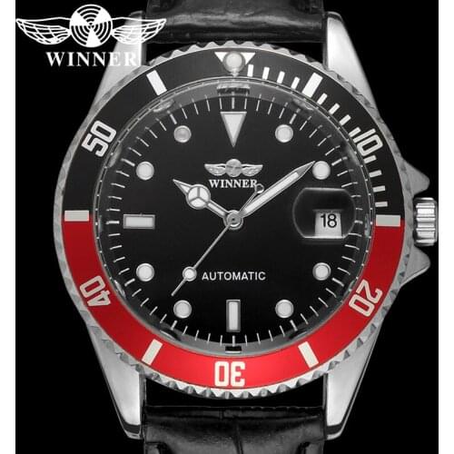 WINNER Automatic Mechanical Men Wristwatch Military Army Sport Male Clock Top Brand Luxury Leather Fashion Man Watch Gift 8066