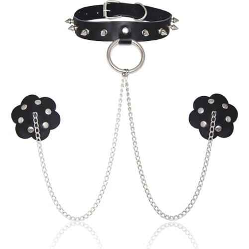 Bdsm Collar Nipple Pasties Silicone Self Adhesive Nipple Cover Breast Petals Fetish Boob Tepel Stickers Bondage Adult Toys