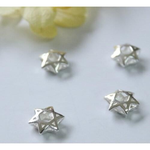 " Fake One Penalty Ten " 8MM/9MM 12Pcs S925 Jewellery Hexagram Six-star Charms Findings Jewelry Beads