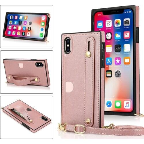 Crossbody Wallet Case for iPhone SE 2020 11 Pro Max X Xs Max XR Card Holder Wristband Case for iPhone 8 7 6 6S Plus With Strap