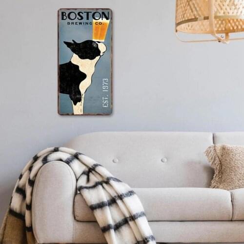 Decor Plaques Vintage Style Rustic Dog Print Classic Animal Metal Plate for Kitchen