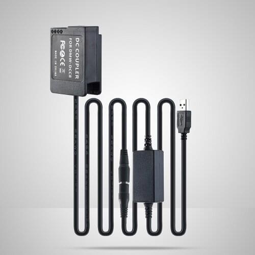 DMW-BLC12/DCC8 Dummy Battery And USB 5V Boost Cable AC-PW20 DC Coupler Power Adapter For Panasonic FZ200 FZ1000 G5 G6 G7 G80 GX8