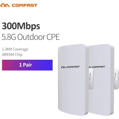2Pcs 1-3km Long Range 5.8Ghz 300Mbps Wireless Outdoor CPE Wifi Bridge Wireless Router 11dBi Antenna Ip cam Nanostation