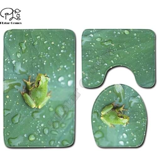 Animal frog pattern 3D printed Bathroom Pedestal Rug Lid Toilet Cover Bath Mat Set drop shipping style-3