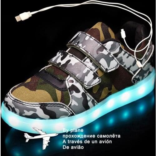 Fashion 25-37 Led Childrens Sneakers Kids shoes USB Charging Lighted Luminous Sneakers Boy/Girls LED lights glow Children Shoes
