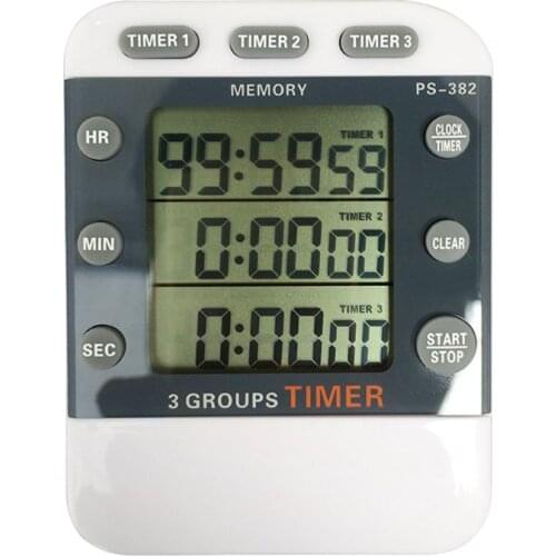 Kitchen Countdown Sports Timer 99 Hours 12/24 hour clock Memory Reminder 3 Channel Count down Timer 3 Groups Timer