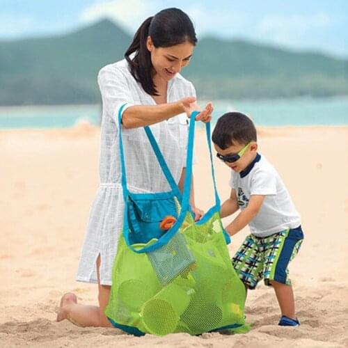 Summer Large Beach Bag For Towels Mesh Durable Beach Bag For Toys Waterproof Underwear Pocket Beach Tote Bag Pink Green