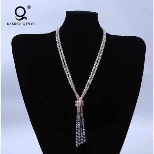 Hot Selling Fashion European-Style Pink Pearl Bead Tassel Necklace