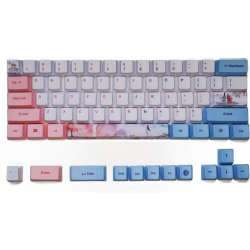 DYE FETISH Mechanical Keyboard 6064 Cute Keycaps PBT OEM Profile Keycap For GH60 GK61 GK64 Girls Keyboard