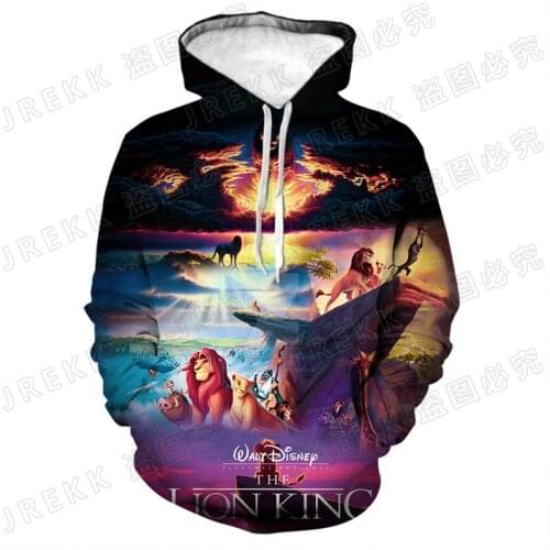 The Lion King Anime Mens Hoodies Casual Cartoon 3D Printed Boy Girl Kids Pullover Fashion Streetwear Women Sweatshirts