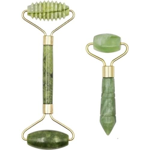 Face Massager Roller Facial Eye Lift Guasha Board Body Skin Relaxing Slimming Beauty Neck Thin Tool Double Heads Jade Stone