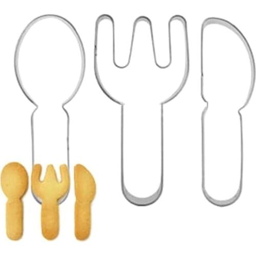 Stainless Steel Fork Spoon Knife Shape Cookie Cutter Biscuit Stamp Fondant Cake Chocolate Sugarcraft Moulds Tools Fondant Cutter