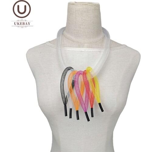 UKEBAY New Handmade Mesh Choker Necklaces For Women Designer Handmade Luxury Jewelry Multicolor Mesh Clothes Chain Necklace