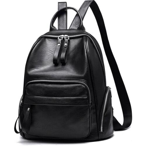 YINGPEI Fashion Women Backpack High Quality Youth Leather Backpacks for Teenage Girls Female School Shoulder Bag Bagpack black