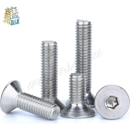 1-100Pcs Allen Key Head Din7991 M2 M2.5 M3 M4 M5 M6 M8 M10 M12 Stainless Steel 304 Hex Socket Flat Countersunk Head Screw