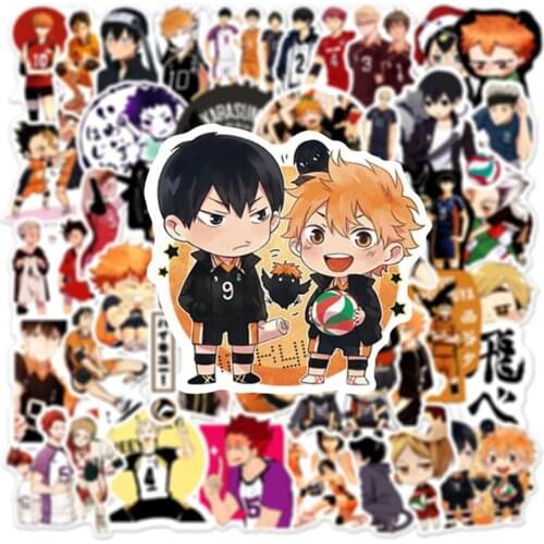 10/50PCS Japanese Anime Haikyuu Stickers Cartoon Graffiti Sticker for Laptop Luggage Skateboard Phone Kids Sticker Toys Sticker