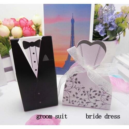 Bride groom suit paper candy chocolate gift box for wedding birthday tea party favor
