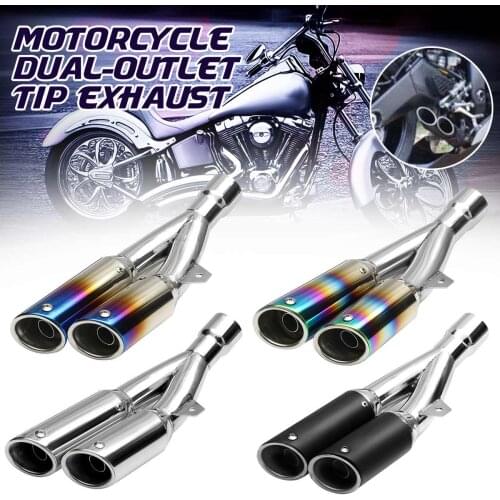 38-51mm Universal Motorcycle Exhaust Muffler Pipe GP Scooter Motorbike Pipe Double Tip For Honda/Kawasaki/Suzuki/Yamaha