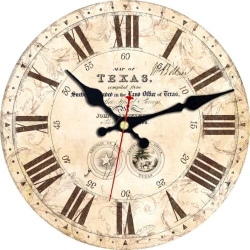Artistic Retro Rustic Vintage Wall Clock London Old Glory Battery Operated Decorative Wall Clocks Chic Quartz Wooden Round Clock
