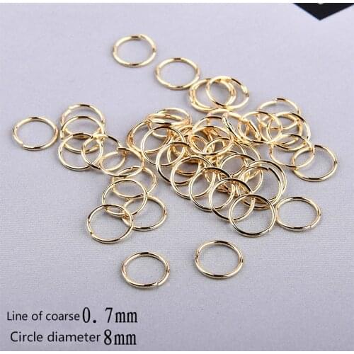 Jewelry DIY jewelry pure copper 18k gold plated ultra-fine opening ring earrings link ring 0.7 * 8 mm