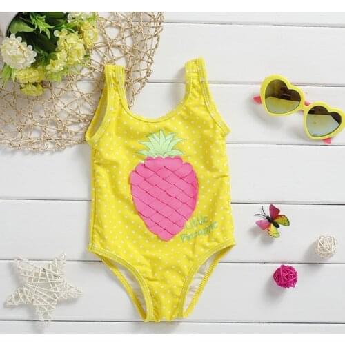 6M-4Y Kids Baby Girls Swimsuit Cute Pineapple Print Sleeveless Bodysuit Bikini Sling Swimwear Summer Bathing Suit Beachwear